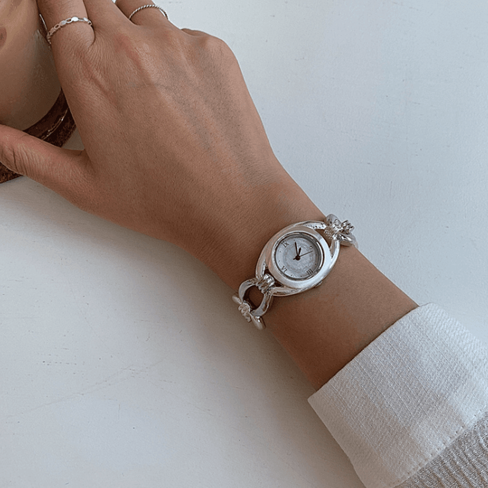 심플 볼드 무광 메탈 아날로그 여성 팔찌 여자 밴드 손목 시계