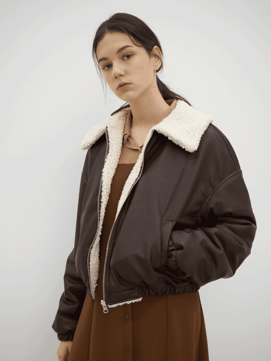 T04 2WAY ECO LEATHER JUMPER BROWN