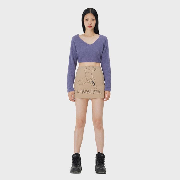 C GIRL PRINT MINI SKIRT_BEIGE