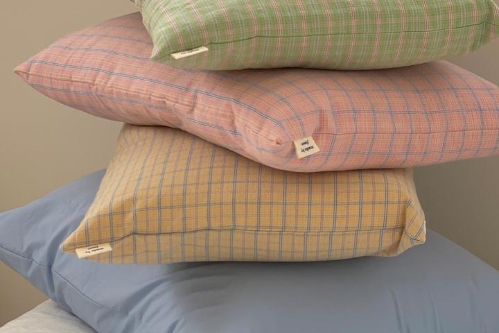면100% 버터 체크베개커버 3color