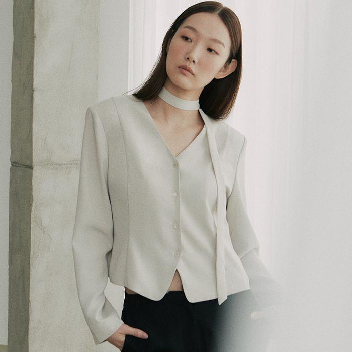 [13차 리오더] modern ribbon blouse_beige