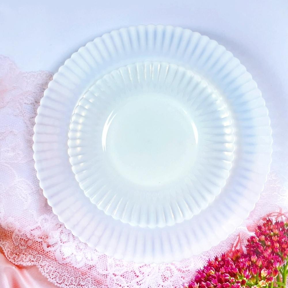 [중고] 맥베스 에반스 모낙스 브레드 접시, 디너 접시 미국 빈티지 밀크 글라스 멕베스 에반스 접시