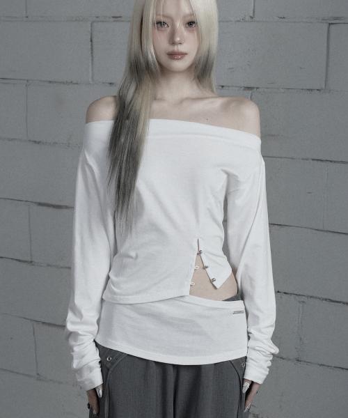 Cut-Out Open Long Sleeve (White)