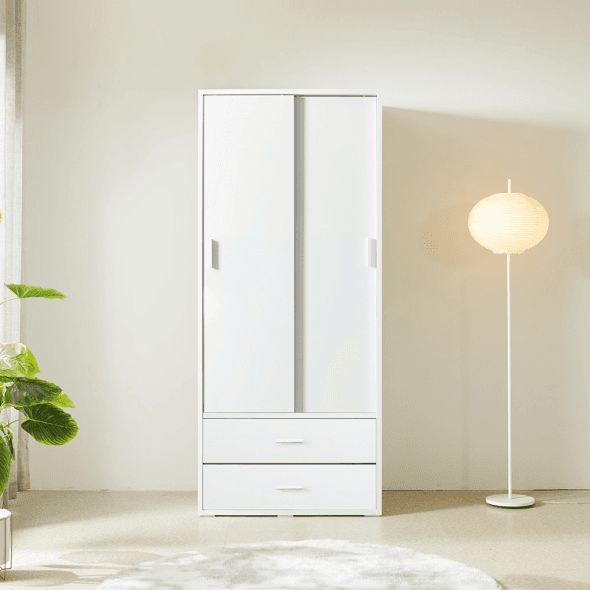 동서가구 세이블 슬라이드 800 싱글 원룸 옷장 2단 서랍형 DF925972