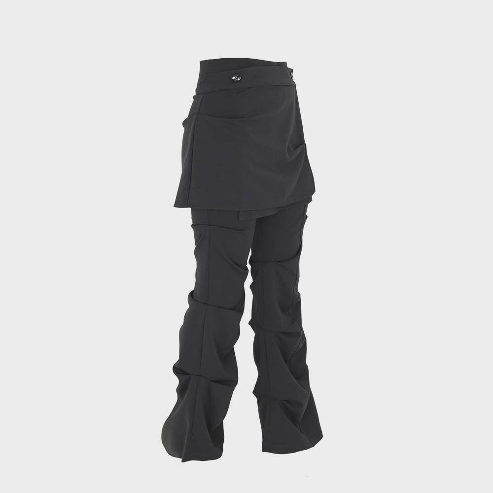 Wrap Over Tuck Pants / Charcoal