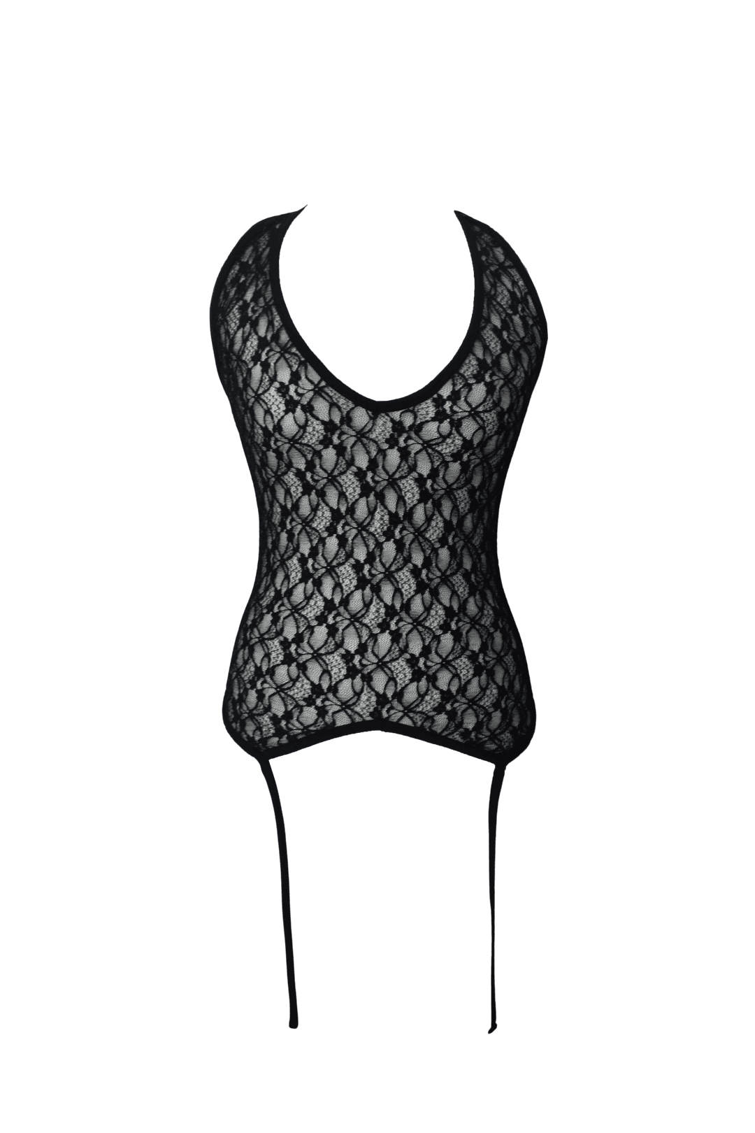 [Gerbera] Halter layered sleeveless (Black/White)