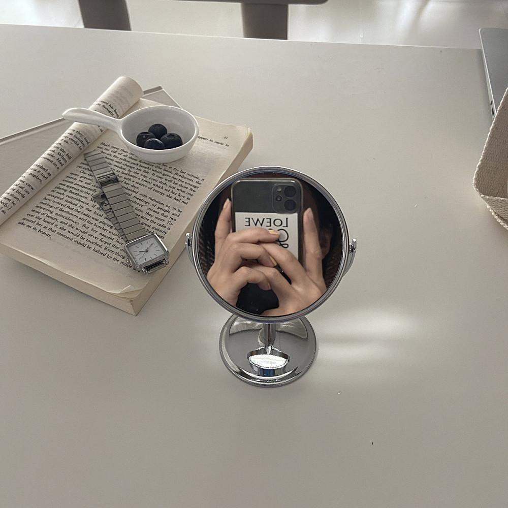 셀렉티드커스텀 미니 원형 탁상거울 양면 회전 거울 확대경