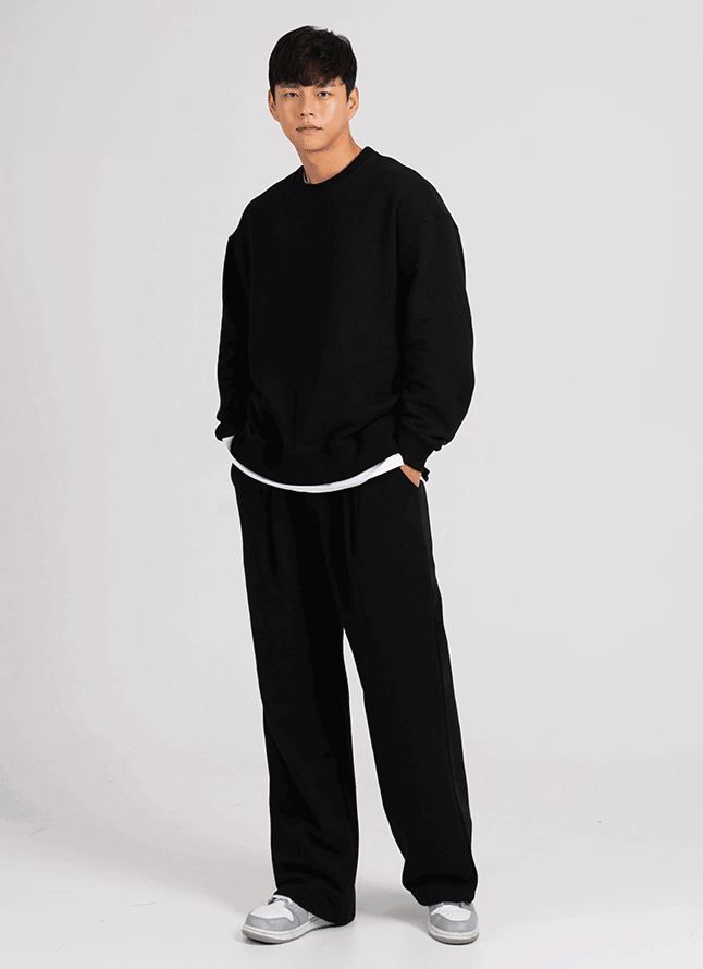 P2304 이지 원턱 와이드팬츠 [블랙]