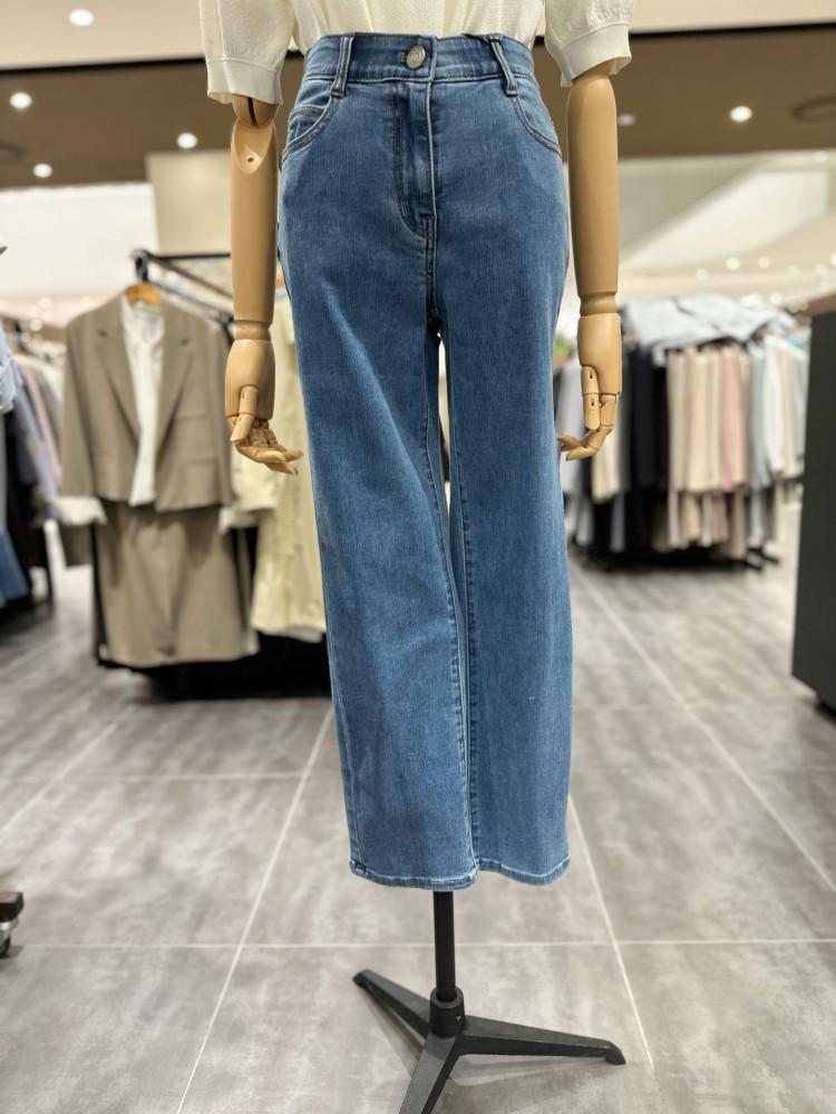 쉬즈미스 여름 뒤 밴딩 일자핏 데님팬츠 SSMSLN22010