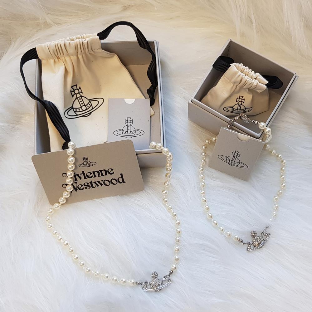 비비안웨스트우드 진주 목걸이 미니 바스 릴리프 펄 팬던트 초커 (긴버전/짧은버전)