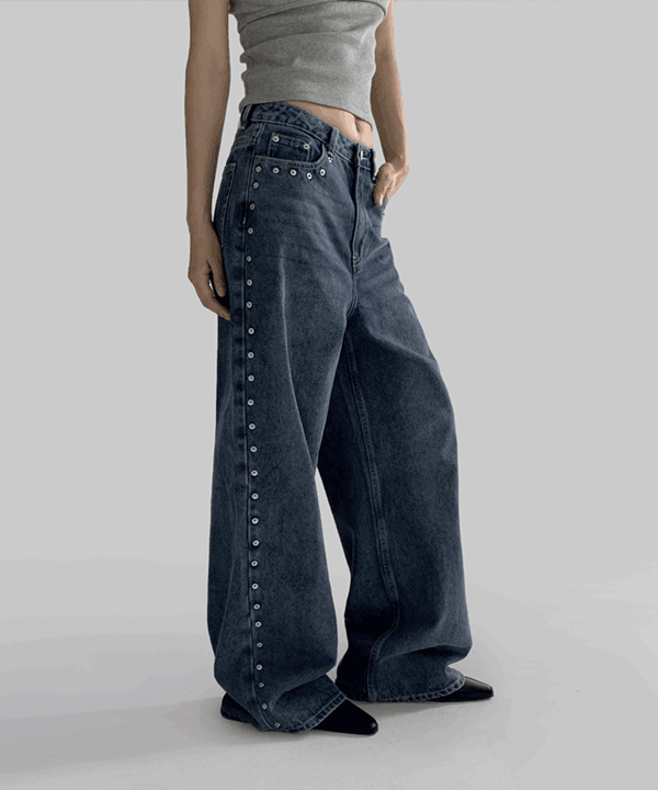 매니크 코코리 리벳 와이드 데님팬츠
