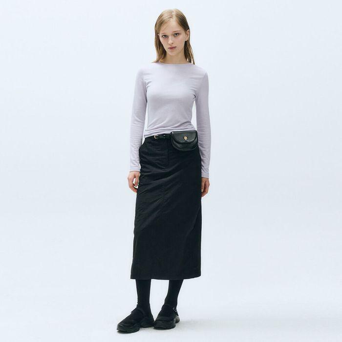 W NYLON MIDI SKIRT black