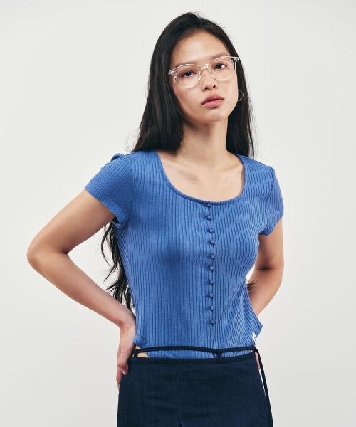 골지 스퀘어넥 반팔 티셔츠_3COLORS