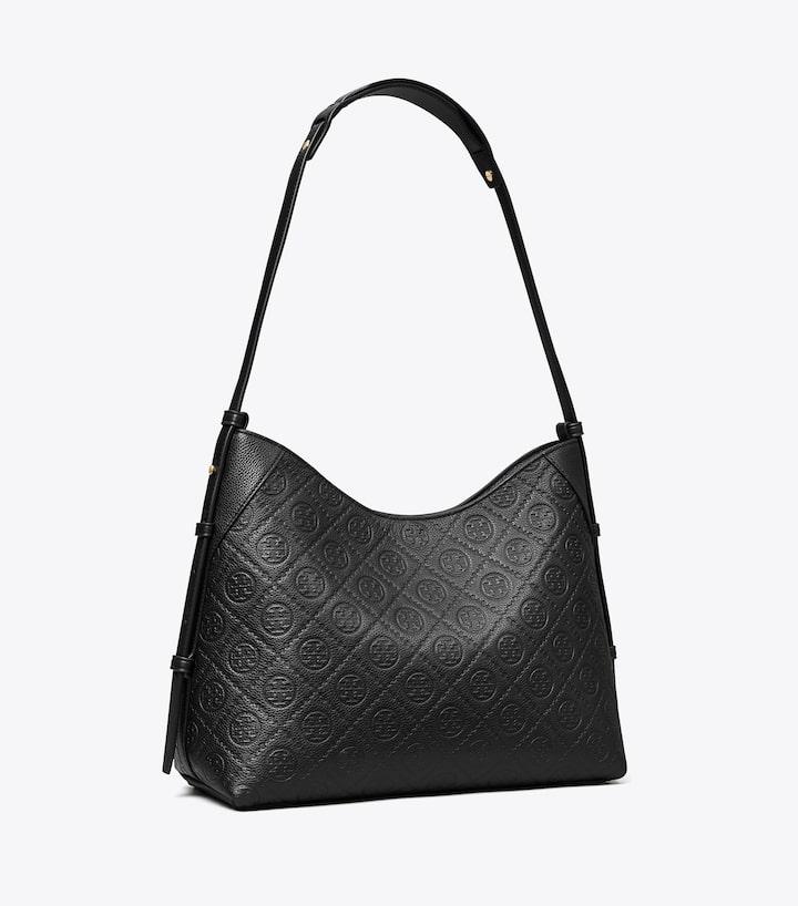T Monogram Pebble Messenger - Black