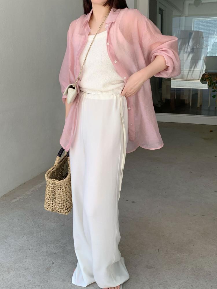 딘트 오간자 셔츠 핑크