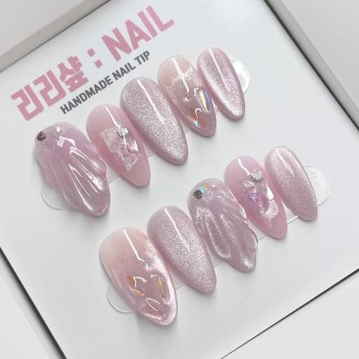 보랏빛 영롱 조개 수제네일팁