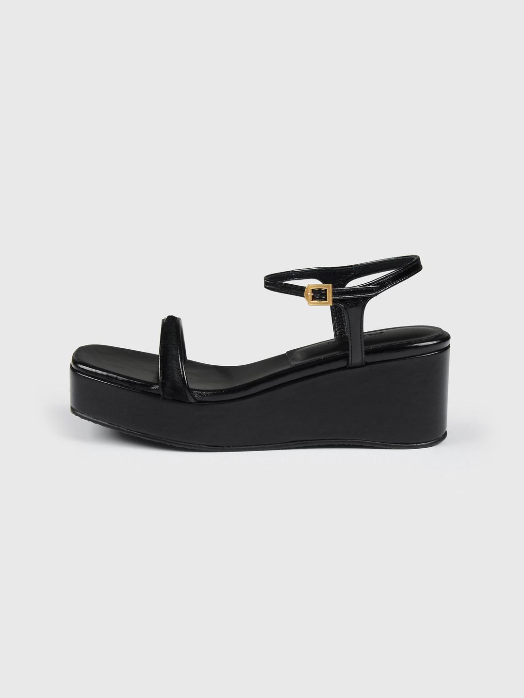 [SA25S12] Calf platform sandal (BK)