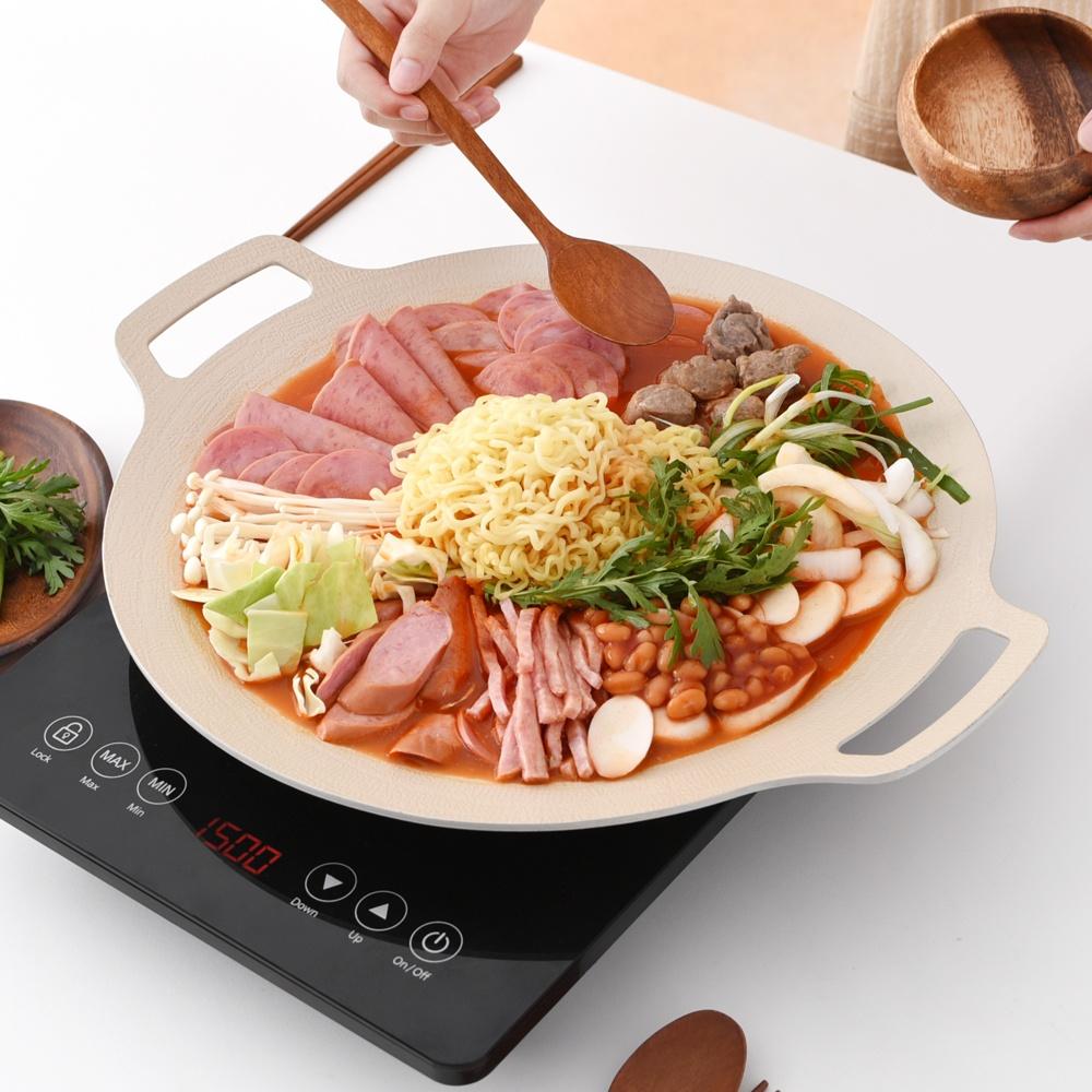 인덕션 사용 가능한 넓은 세라믹 그리들 36cm 아이보리