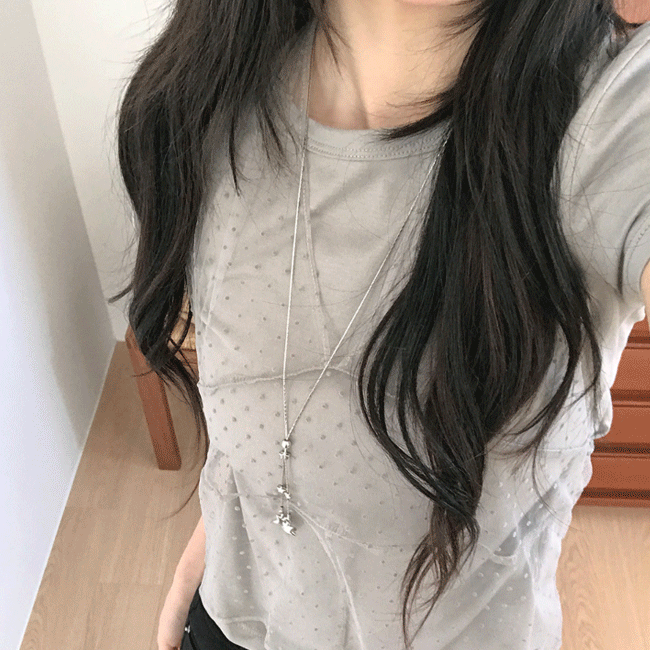 [일체형/시스루🤍] 도트쉬폰홀터레이어드반팔티 (2color)