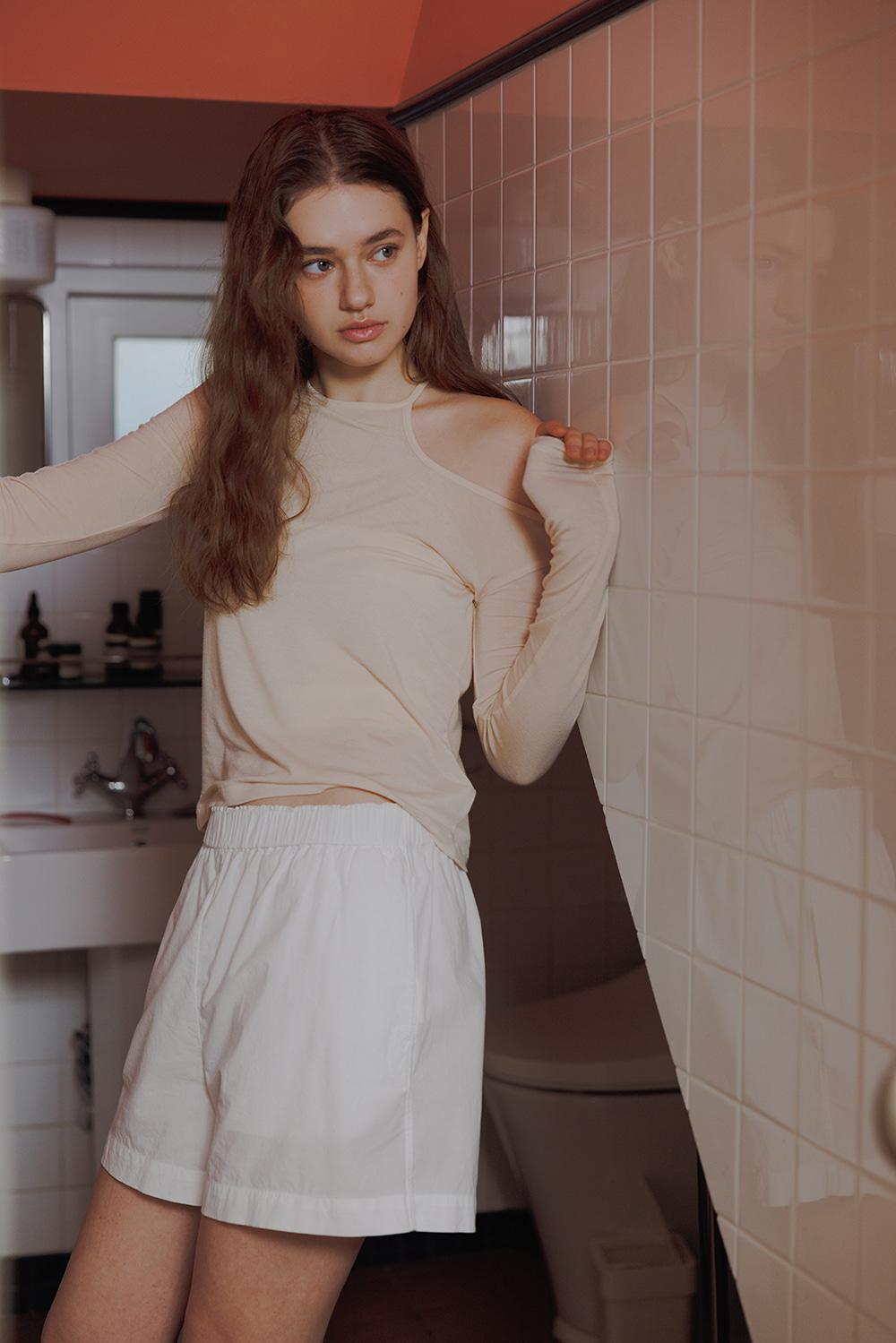 Unbal tencel top_Skin beige