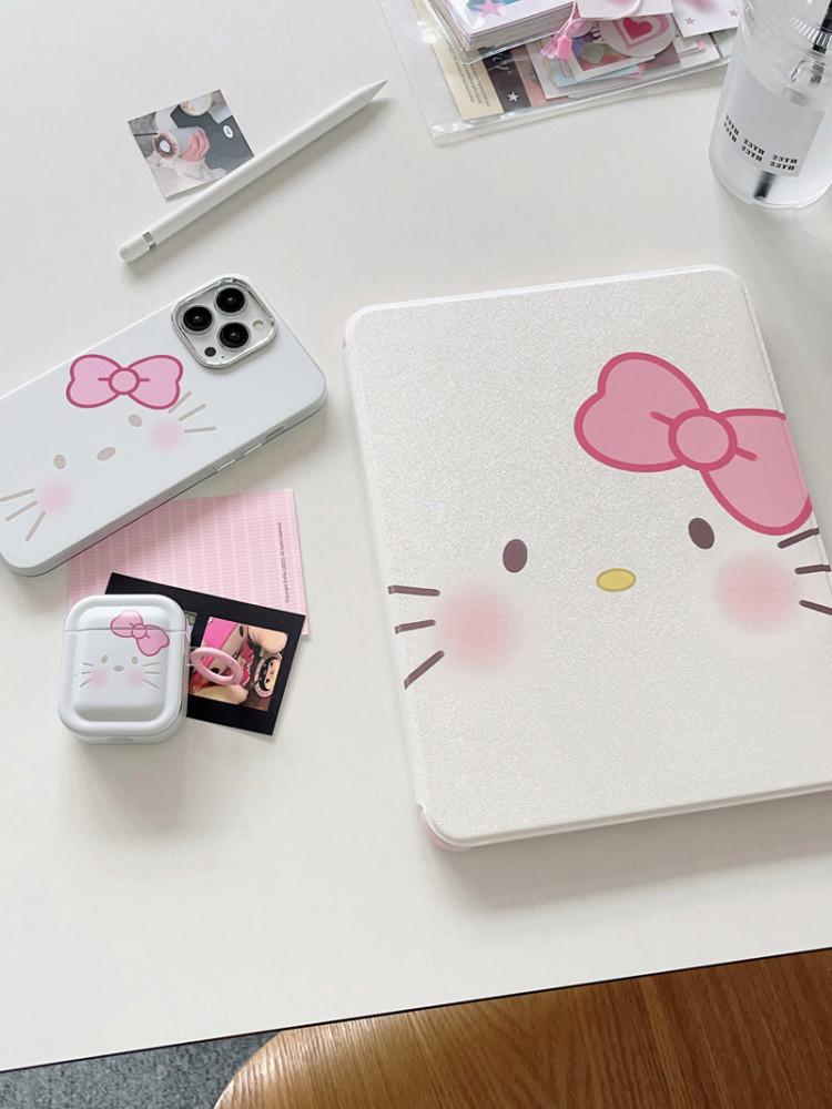 [EVENT] 러블리 키티 화이트 아이패드케이스 360도 회전 아크릴 거치 케이스 펜슬수납