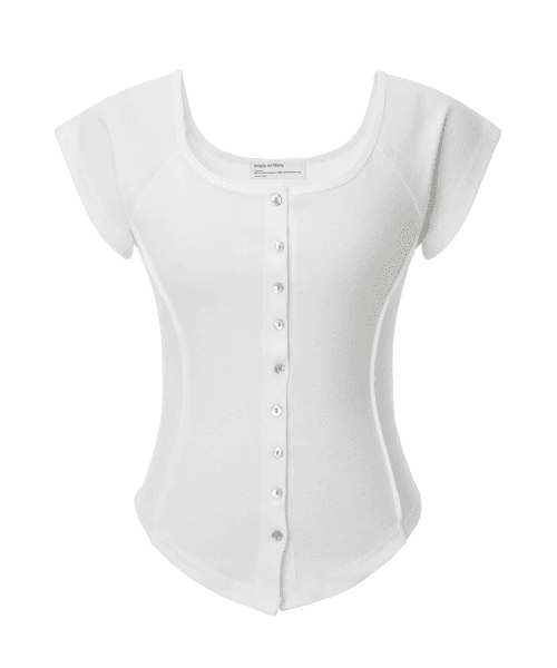 Shell Button Short Sleeve Cardigan (white)