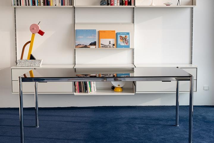 [쿠폰] CH9 미드센츄리 오피스 블랙강화유리테이블 (4~6인 1800size)