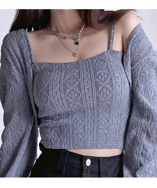 [한정수량] 볼레로 크롭탑 나시 가디건 세트 SET