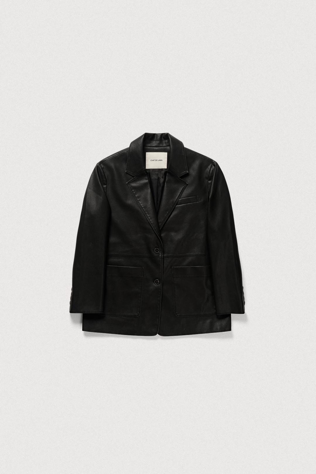 OVERFIT  WASHED LEATHER JACKET [BLACK]