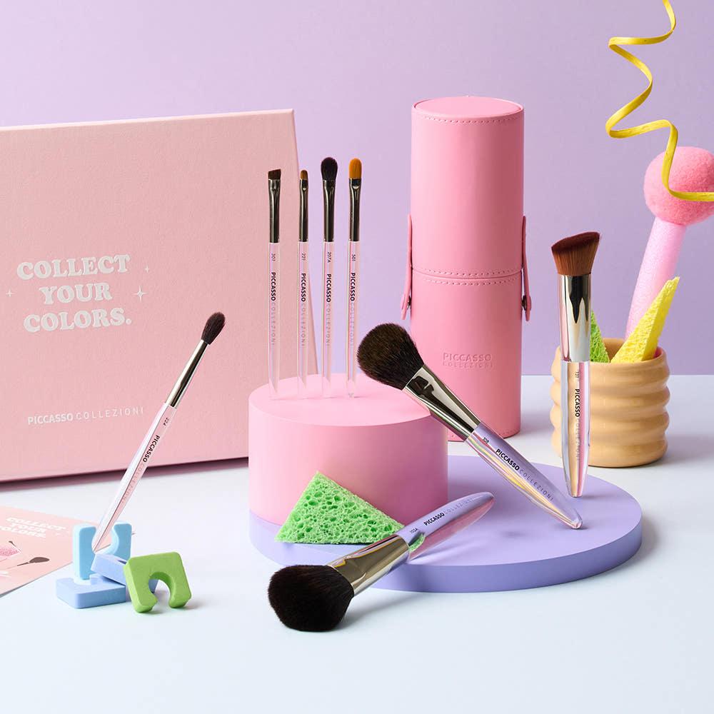 [피카소꼴레지오니] 메이크업 브러쉬 8종 세트(+원통케이스 핑크 증정)