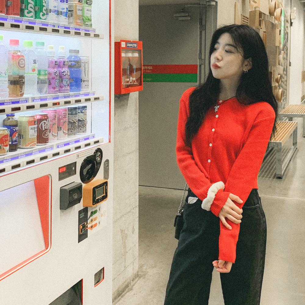 놀디에 골지 크롭 가디건