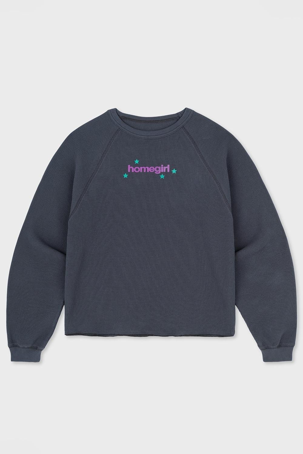 HOMEGIRL WAFFLE CREW SWEAT (NAVY)