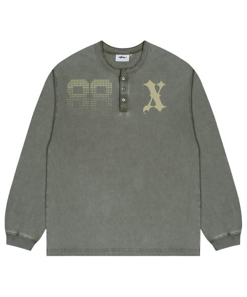 XTT120 제나 페이드 워싱 헨리넥 롱슬리브 (KHAKI)
