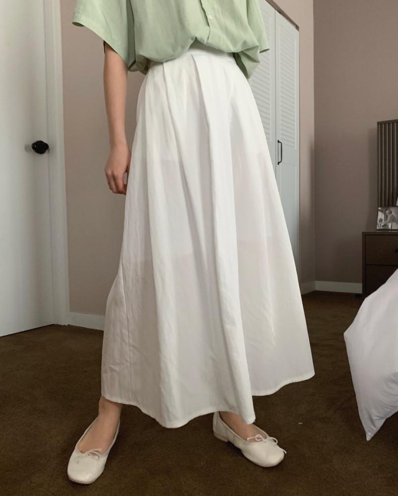 로미 스커트 ,여름 뒷밴딩 주름 스커트