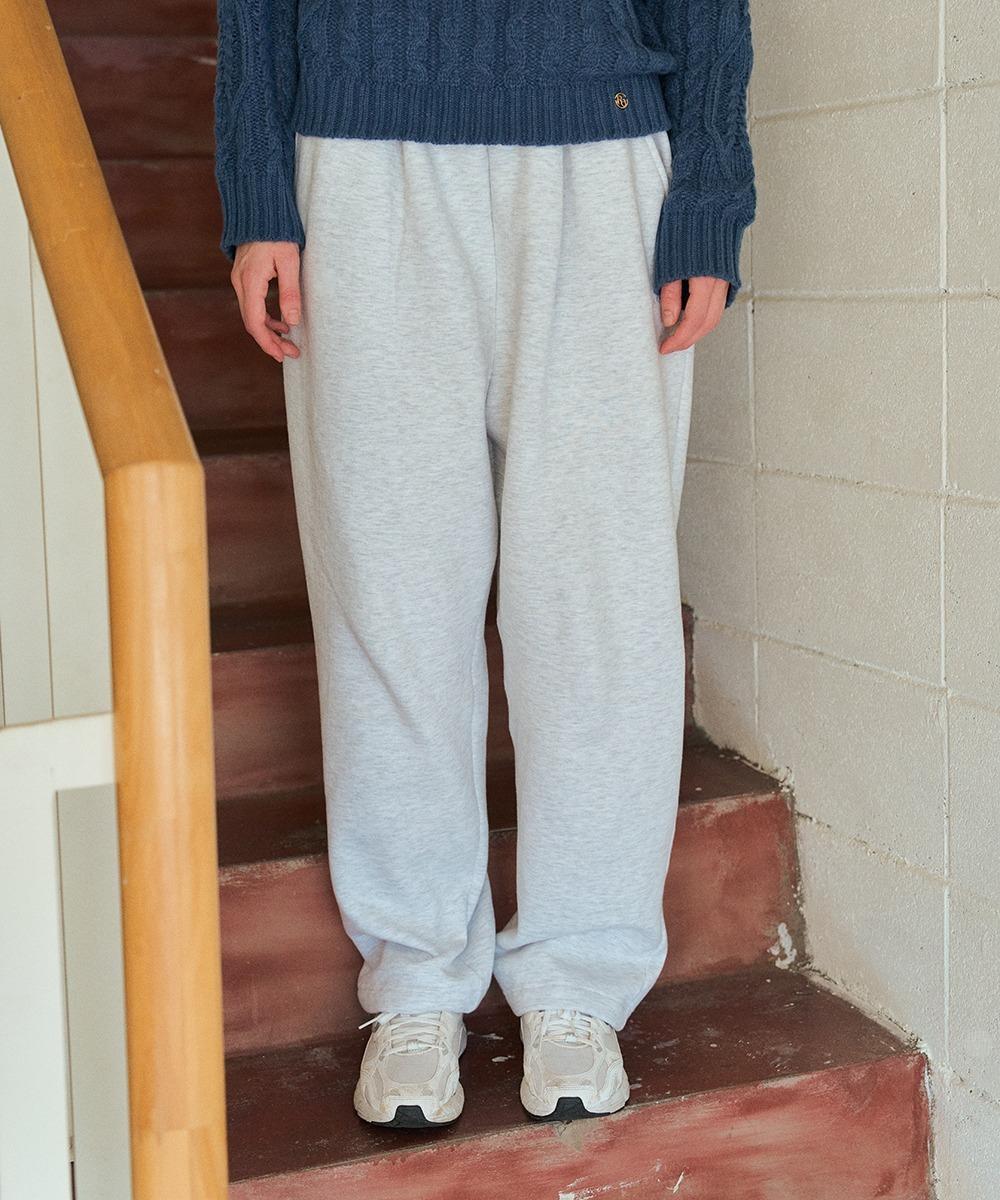 Logo wide sweat pants (White Melange)