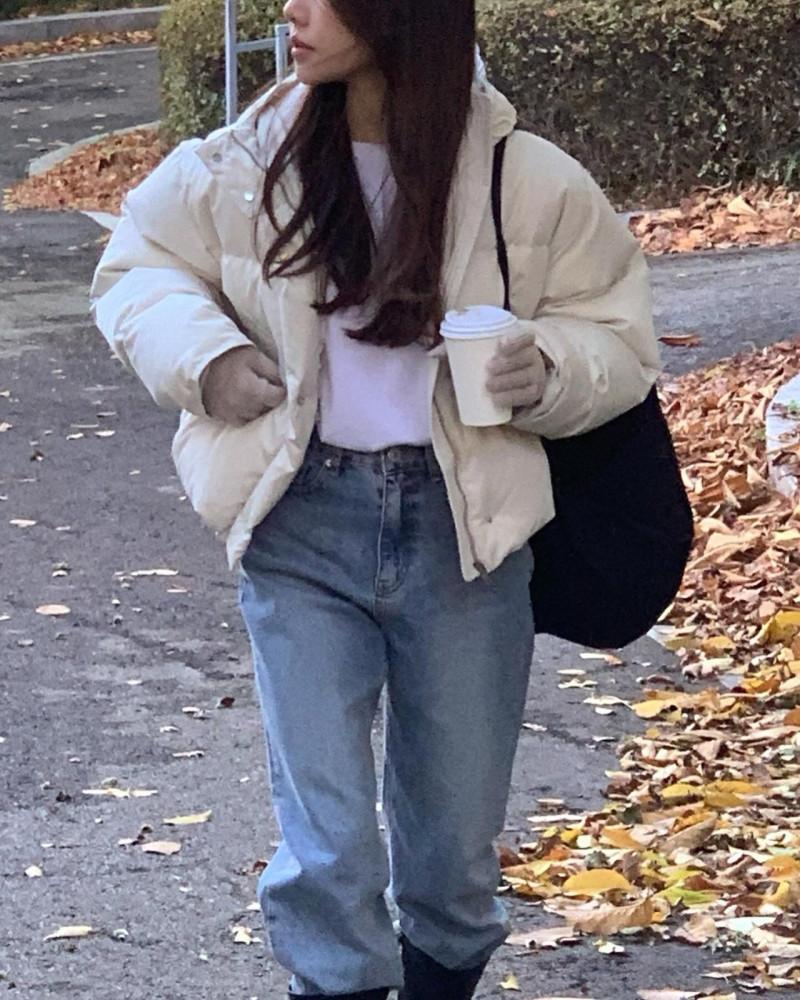 버베인 어반 후디 구스다운 숏 패딩 점퍼 후드패딩점퍼 / 달리언니