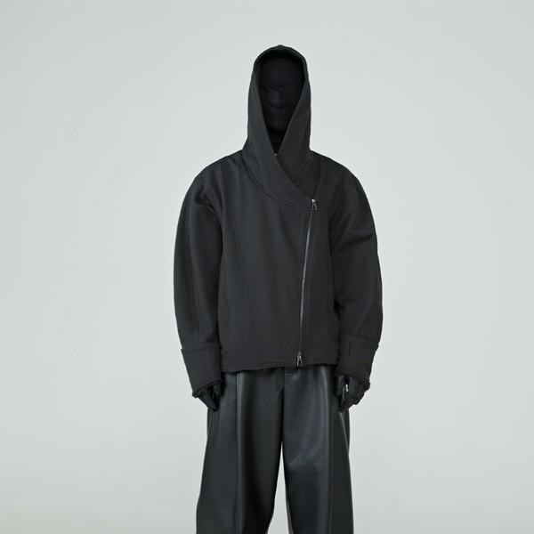 oblique placket deconstructed dirty zipper sweatshirt