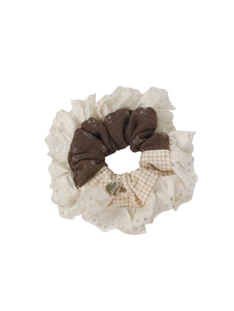Lace scrunchie_brown