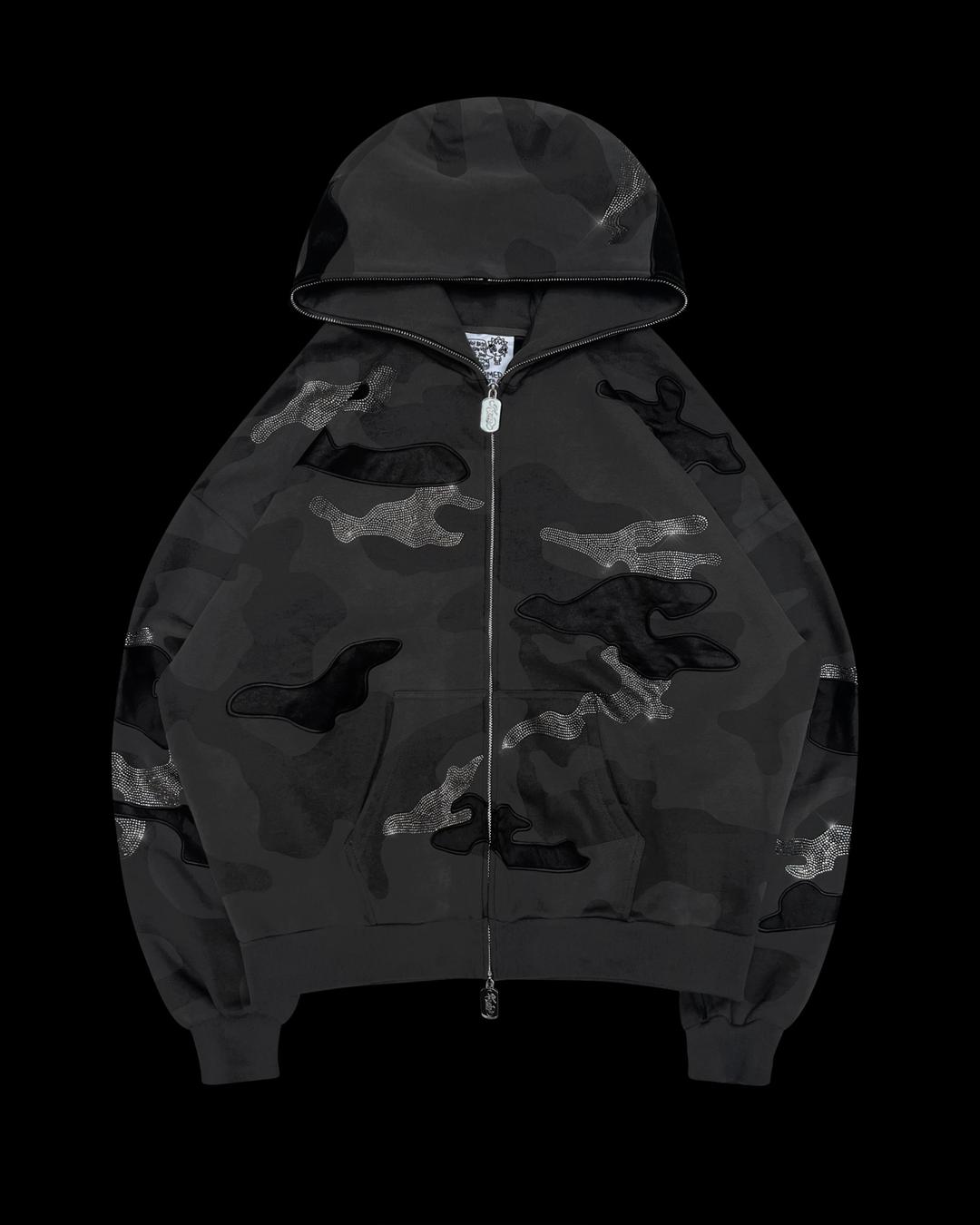 OFF DUTY CAMO ZIP HOODIE CHARCOAL - XS