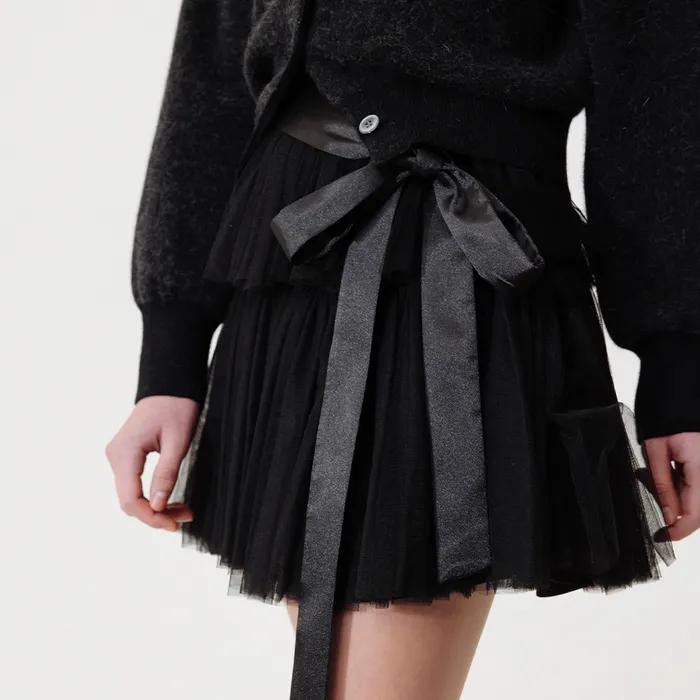 LAVISH CHIFFON SKIRT_TT4S502BK