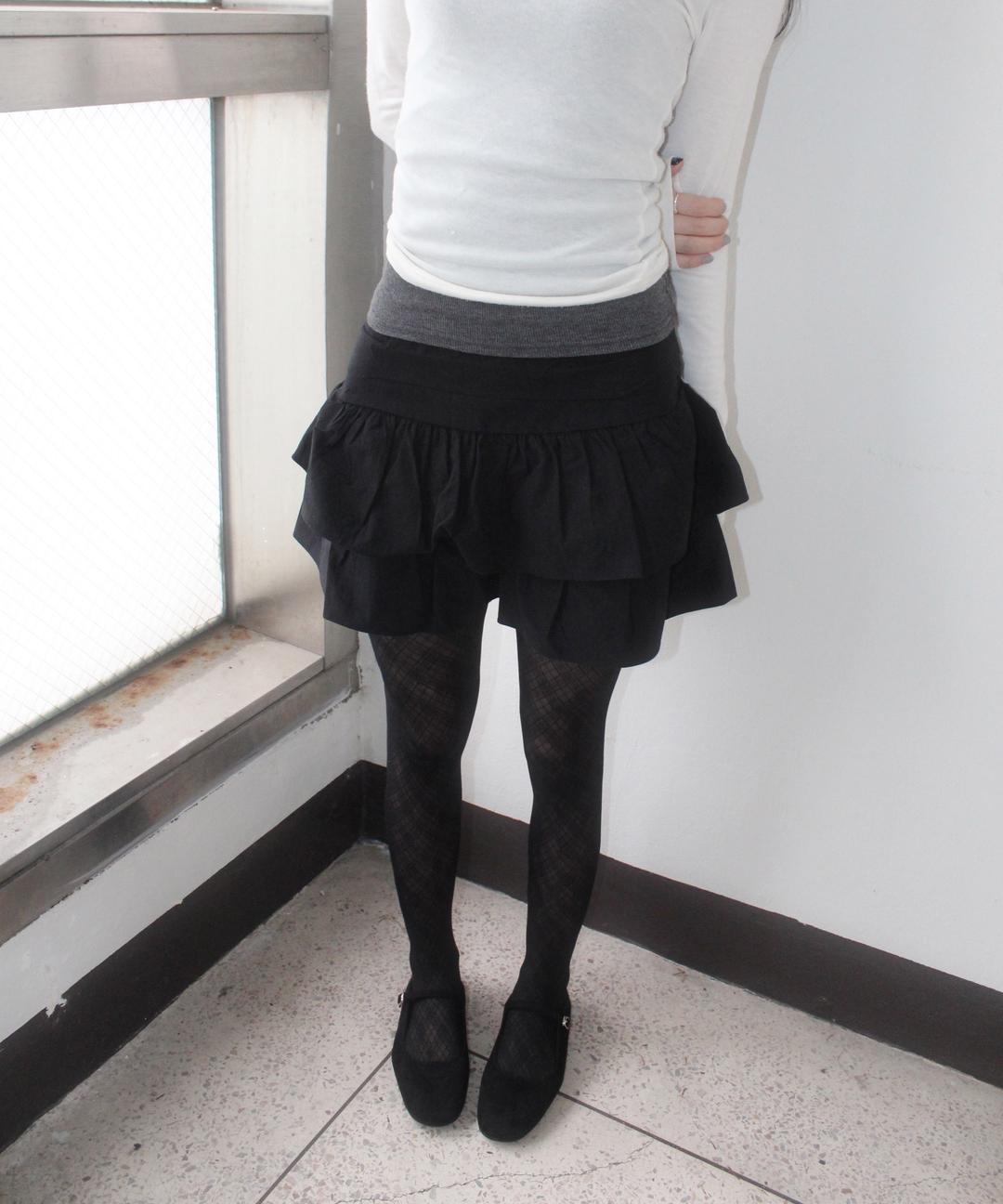marron tiered skirt pants