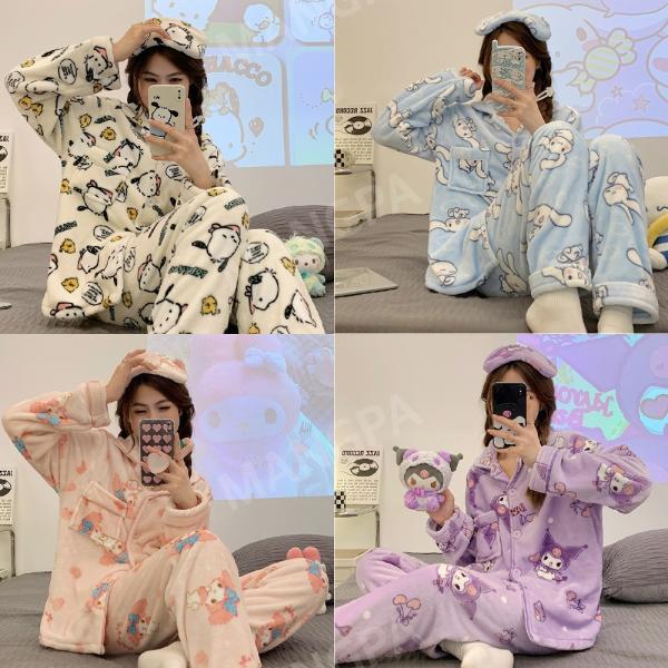 산리오 수면잠옷 10종 극세사 시나모롤 마이멜로디 쿠로미 포챠코 겨울 실내복 빅사이즈