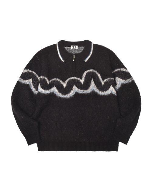 Wave half Zip-up Knit - Navy