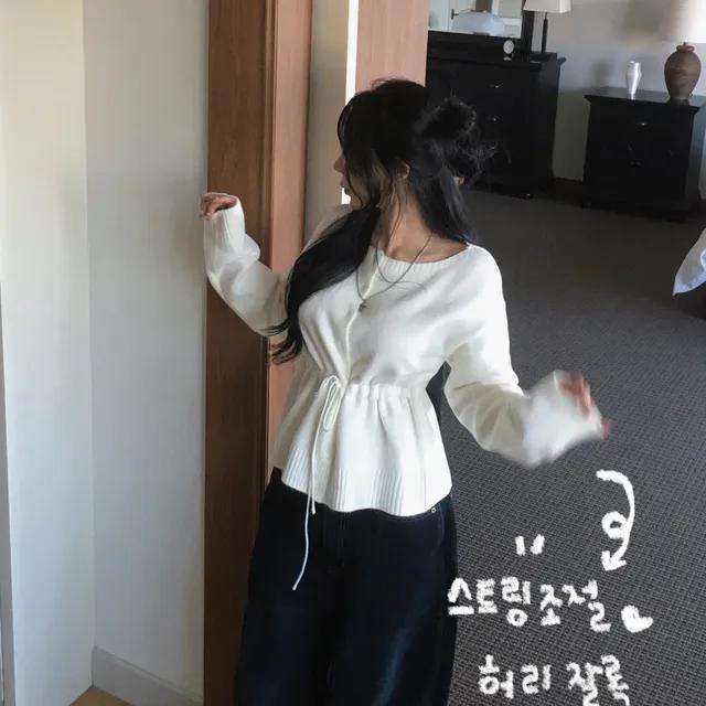 [✨신상 특가 ~1/14까지][허리끈조절❤/핏보장] 투웨이 입술넥 니트 & 가디건 리본 여리 루즈핏 허리끈 니트