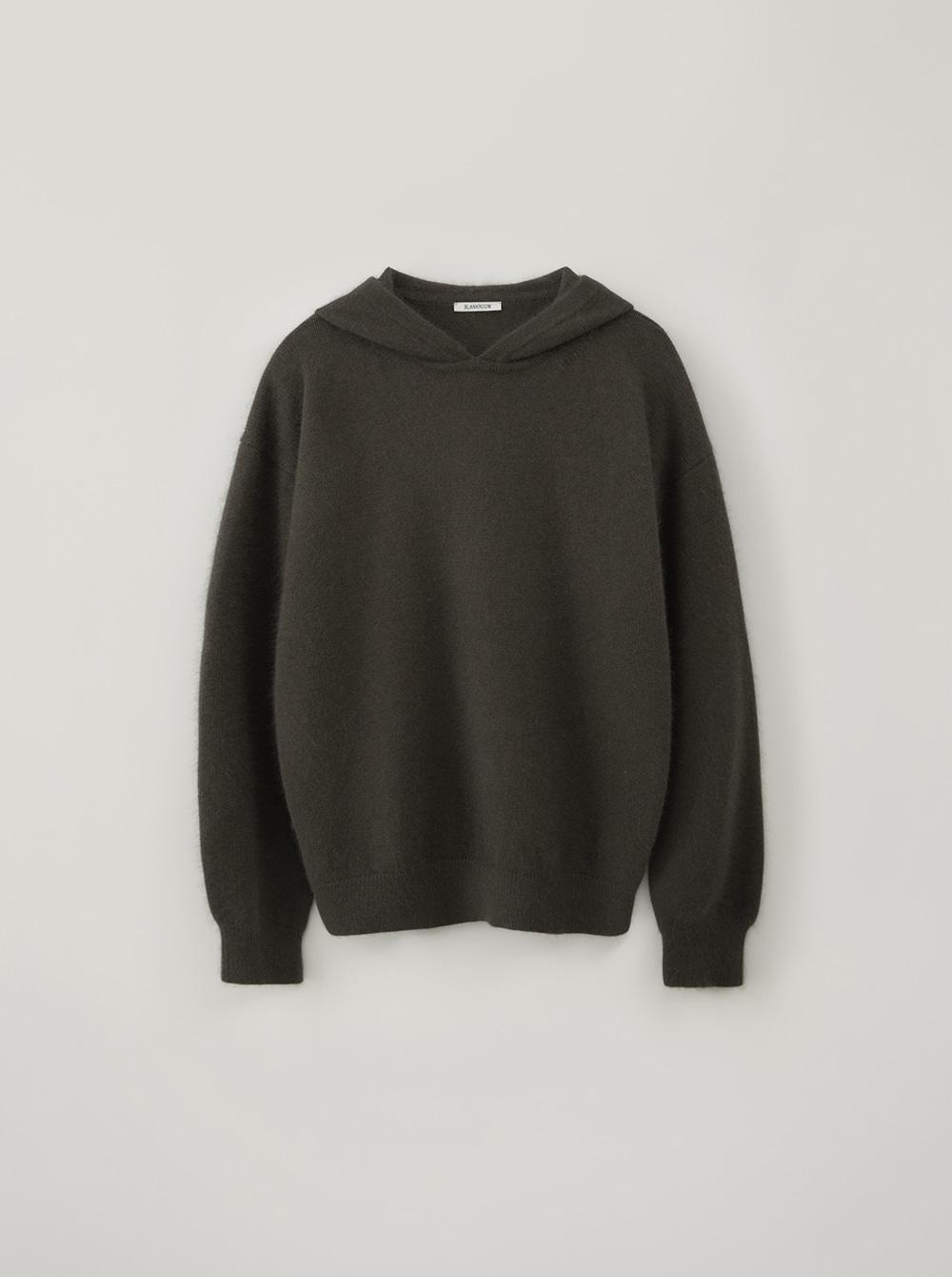 KNITTED HOODIE_CHARCOAL OLIVE