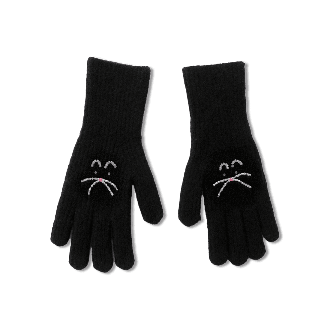 Long gloves Black + Cat