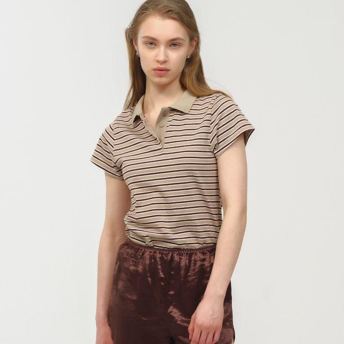 Stripe Baby PK Shirt / Beige