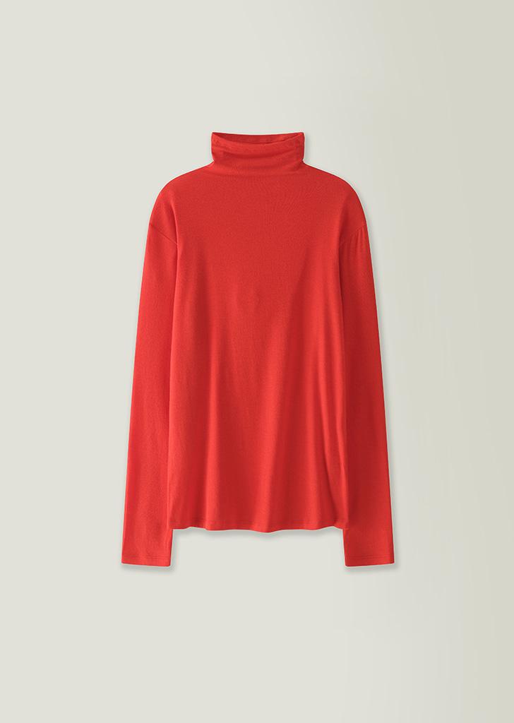 Soft wool high neck top / Red