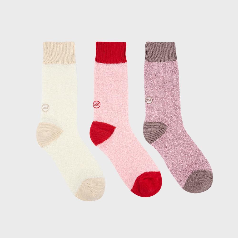 여성 부클 배색블럭 양말 3컬러 rssw105