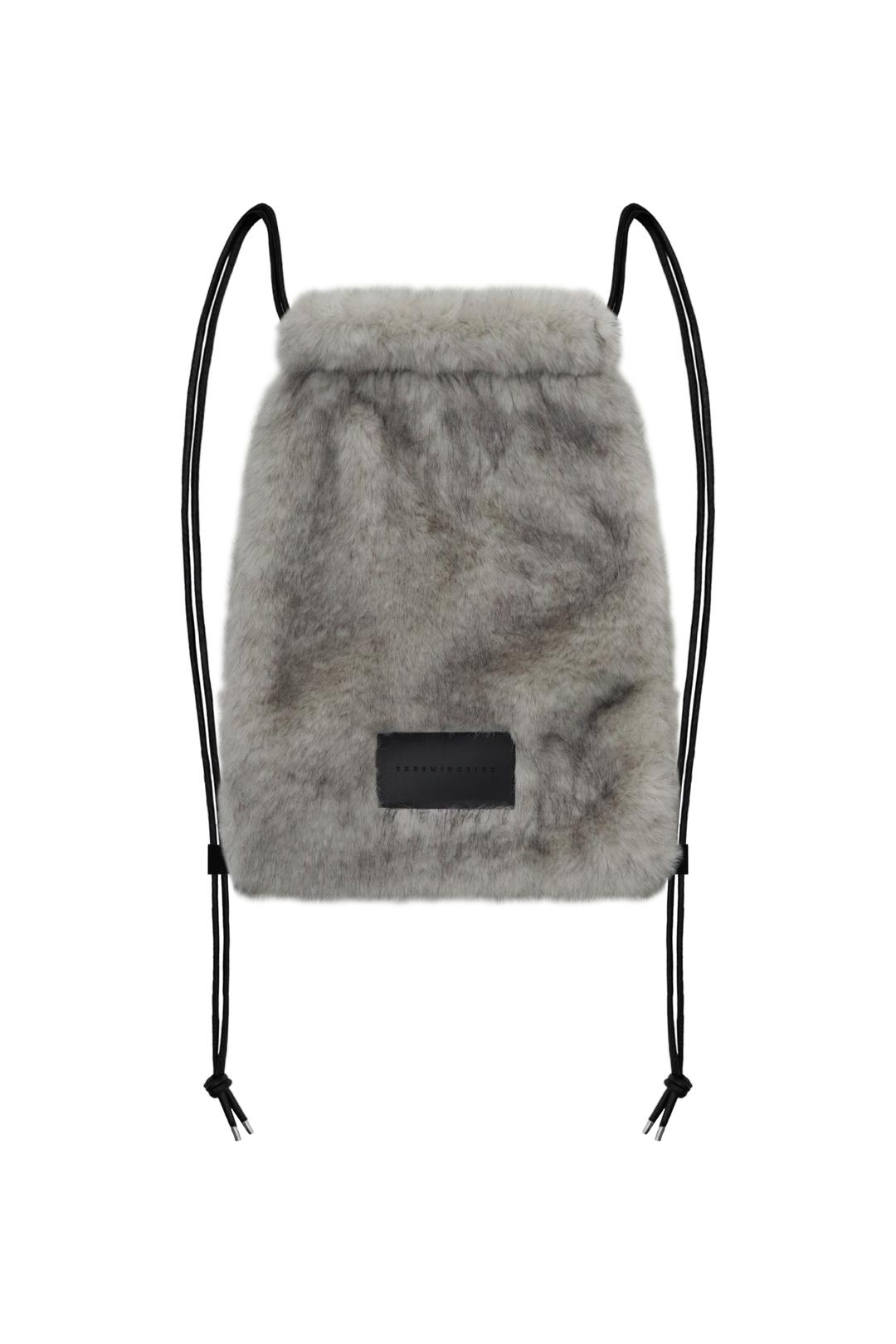 Volume Fur String back pack [ Light Gray ]